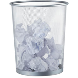 Relaxdays Poubelle métal maille Corbeille à papier bureau treillis métallique 20 litres, 30 cm Ø, hauteur 35 cm, argenté