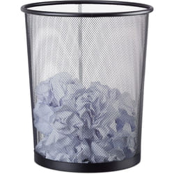 Relaxdays - Poubelle métal maille Corbeille à papier bureau treillis métallique 20 litres, 30 cm ø, hauteur 35 cm, noir