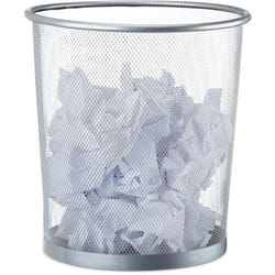 Relaxdays - Poubelle métal maille Corbeille à papier bureau chambre treillis métallique 26 cm ø, hauteur 27,5 cm, argenté