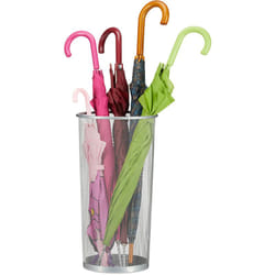 Relaxdays - Porte-parapluies en métal support pour bâtons et cannes tressé métallique diamètre 26 cm, 50 cm hauteur argent