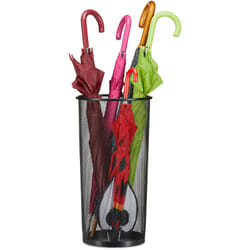 Relaxdays - Porte-parapluies en métal support pour bâtons et cannes tressé métallique diamètre 26 cm, 50 cm hauteur noir