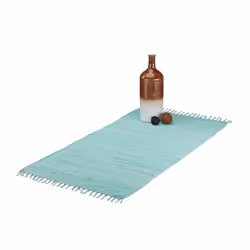 Relaxdays 10022319, Intérieure, Tapis de sol, Coton, Couleur aqua, Monochromatique, Monochromatique