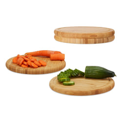Relaxdays 4052025955182 planche à découper pour cuisine Rond Bambou