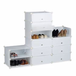 Meuble chaussures fermé rangement 12 casiers plastique chaussures modulable diy HxlxP: 108x94x37 cm, blanc - Relaxdays