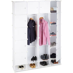 Relaxdays - tagère cubes rangement penderie armoire 18 compartiments plastique chaussures modulable 145 x 200 cm, blanc