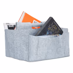 Relaxdays 4052025956073, Panier de rangement, Gris, Rectangulaire, Feutrine, Monochromatique, Intérieure