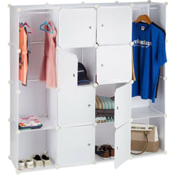 Relaxdays - tagère cubes rangement penderie armoire 12 compartiments plastique modulable HxlxP: 145,5 x 145,5 cm, blanc
