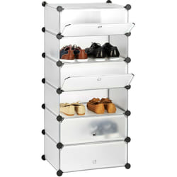 Relaxdays - Meuble chaussures fermé rangement 6 casiers plastique chaussures modulable diy HxlxP: 107x49x37 cm, transparent