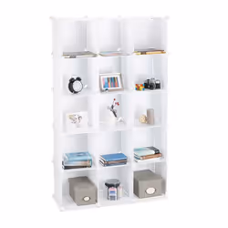 Relaxdays Étagère cubes rangement penderie armoire 15 casiers plastique chaussures modulable blanc