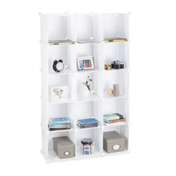 Relaxdays Étagère cubes rangement penderie armoire 15 casiers plastique chaussures modulable blanc