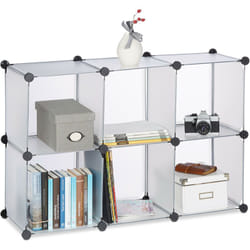 Relaxdays - tagère rangement 6 casiers plastique modulable diy assemblage plug in bibliothèque HxlxP: 65 x 96 x 32 cm, transparent