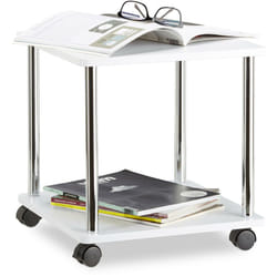 Table d'appoint blanche carrée à roulettes table basse plantes desserte chariot HxlxP: 41,5 x 40 x 40cm, blanc - Relaxdays