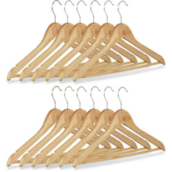 Relaxdays - Cintre en bois set de 12 pantalon robe jupe chemise crochet pivotant 360° Hxl: 22,5 x 44,5 cm, nature