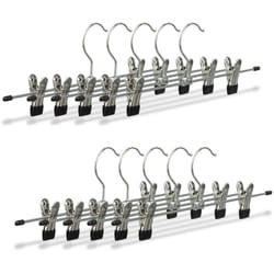 Relaxdays - Cintres à pantalon métal pinces caoutchouc lot de 10 jupes antidérapant HxlxP: 9 x 35,5 x 2,5 cm, argent/noir