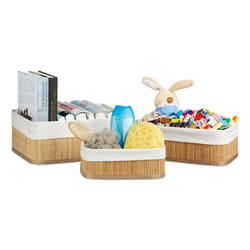 Relaxdays 4052025961411 Boîte de rangement Panier de rangement Rectangulaire Bambou, Fibre de bois, Polyester Bambou