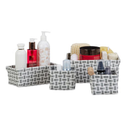 Relaxdays 4052025961480 Boîte de rangement Rectangulaire Fer, Plastique Gris, Blanc
