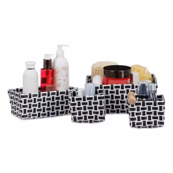 Relaxdays 4052025961497, Boîte de rangement, Noir, Blanc, Rectangulaire, Fer, Plastique, Motif, Intérieure