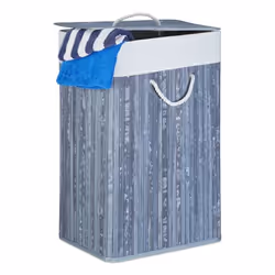 Relaxdays 10019053_111, 83 L, Rectangulaire, Bambou, Coton, Crème, Gris, Gris, Bambou