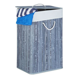 Relaxdays 10019053_111 panier à linge 83 L Rectangulaire Bambou, Coton Crème, Gris