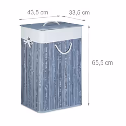 Relaxdays 10019053_111 panier à linge 83 L Rectangulaire Bambou, Coton Crème, Gris