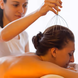 Relaxdays 10021336_45 masseur Tête Bleu, Argent