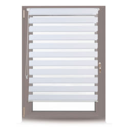 Relaxdays 4052025963026 store de fenêtre Manuel Slatted Store à rouleau jour et nuit Blanc