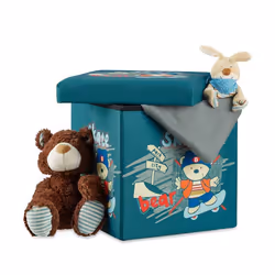 Relaxdays Tabouret pliable pour enfant avec couvercle et espace de rangement coffre jouet avec couvercle HxlxP 38 x 38 x 38 c ...
