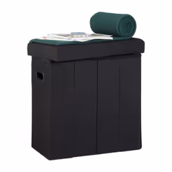 Relaxdays 4052025963743, Pouffe/ottomane, Rectangle, Noir, Polyester, 300 kg, 460 mm