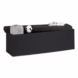 Relaxdays 4052025963873, Pouffe/ottomane, Rectangle, Noir, Polyester, mousse, 300 kg