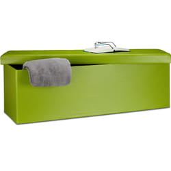 Relaxdays - Tabouret pliable pratique, boîte de rangement, avec couvercle, xl, h x l x p : 38 x 114 x 38 cm, vert