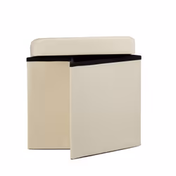 Tabouret pliant similicuir pouf de rangement pliable repose-pieds stockage carré 38 x 38 x 38 cm, crème - Relaxdays