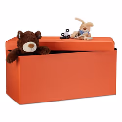 Relaxdays 4052025963996, Pouffe/ottomane, Rectangle, Orange, Simili-cuir, 300 kg, 760 mm