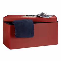 Relaxdays 4052025964009, Pouffe/ottomane, Rectangle, Rouge, Simili-cuir, 300 kg, 760 mm