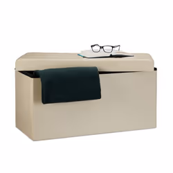 Relaxdays 10019044_550, Pouffe/ottomane, Rectangle, Crème, Simili-cuir, mousse, 760 mm