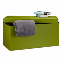 Relaxdays 10019044_53, Pouffe/ottomane, Rectangle, Vert, Simili-cuir, 300 kg, 760 mm