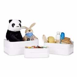 Relaxdays 4052025964177, Panier de rangement, Blanc, Rectangulaire, Bambou, Fibre de bois, Polyester, Monochromatique, Intéri ...