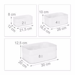 Relaxdays 4052025964177 Boîte de rangement Panier de rangement Rectangulaire Bambou, Fibre de bois, Polyester Blanc