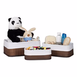 Relaxdays 4052025964184, Panier de rangement, Marron, Blanc, Rectangulaire, Bambou, Panneaux MDF, Monochromatique, Intérieure