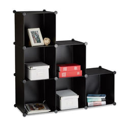 Relaxdays Étagère escalier 6 compartiments meuble bibliothèque séparation multi-cases séparateur de pièces noir