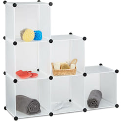 Relaxdays - tagère escalier 6 compartiments meuble bibliothèque séparation multi-cases séparateur de pièces, blanc