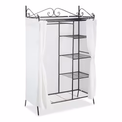 Relaxdays Country, Noir, Armoire, 5 étagères, Blanc, Métal, Brillant