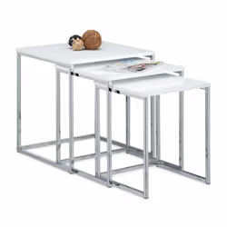 Relaxdays 10020360, Table de chevet, Métallique, Blanc, Panneaux MDF, Métal