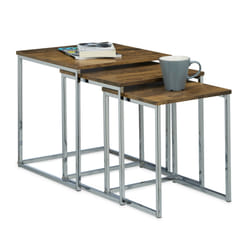 Relaxdays Lot de 3 tables gigognes, design moderne, en MDF et métal (acier), H x L x P : env. 42 x 40 x 40 cm, nature