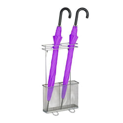 Porte-parapluie, HxLxP: env. 54x30,5x15 cm, métal, rangement rectangulaire pour ombrelles, moderne, argenté - Relaxdays