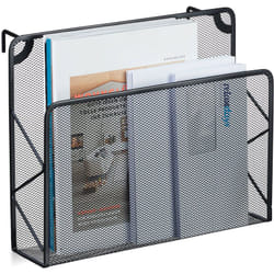 Relaxdays - Porte-documents, journaux, mural, à suspendre, en métal, h x l x p : 28 x 35,5 x 10 cm, noir