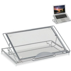 Relaxdays - Support pour ordinateur, pliant, pc portable & tablette, jusqu'à 14 pouces, 3 angles, maille, acier, argenté