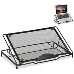Relaxdays Support pour ordinateur, pliant, PC portable & tablette, jusqu’à 14 pouces, 3 angles, maille, acier, noir