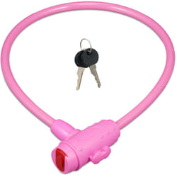 Relaxdays - Antivol vélo pour enfants, avec 2 clés, 70 cm de long, câble pour bicyclettes et trottinettes, rose