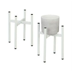 Relaxdays - Porte-plantes en lot de 2, largeur réglable, métal, pour intérieur, l x p : 26 x 26 - 37 x 37 cm, blanc