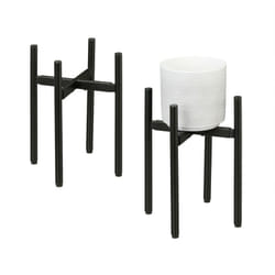 Relaxdays - Porte-plantes en lot de 2, largeur réglable, métal, pour intérieur, l x p : 26 x 26 - 37 x 37 cm, noir